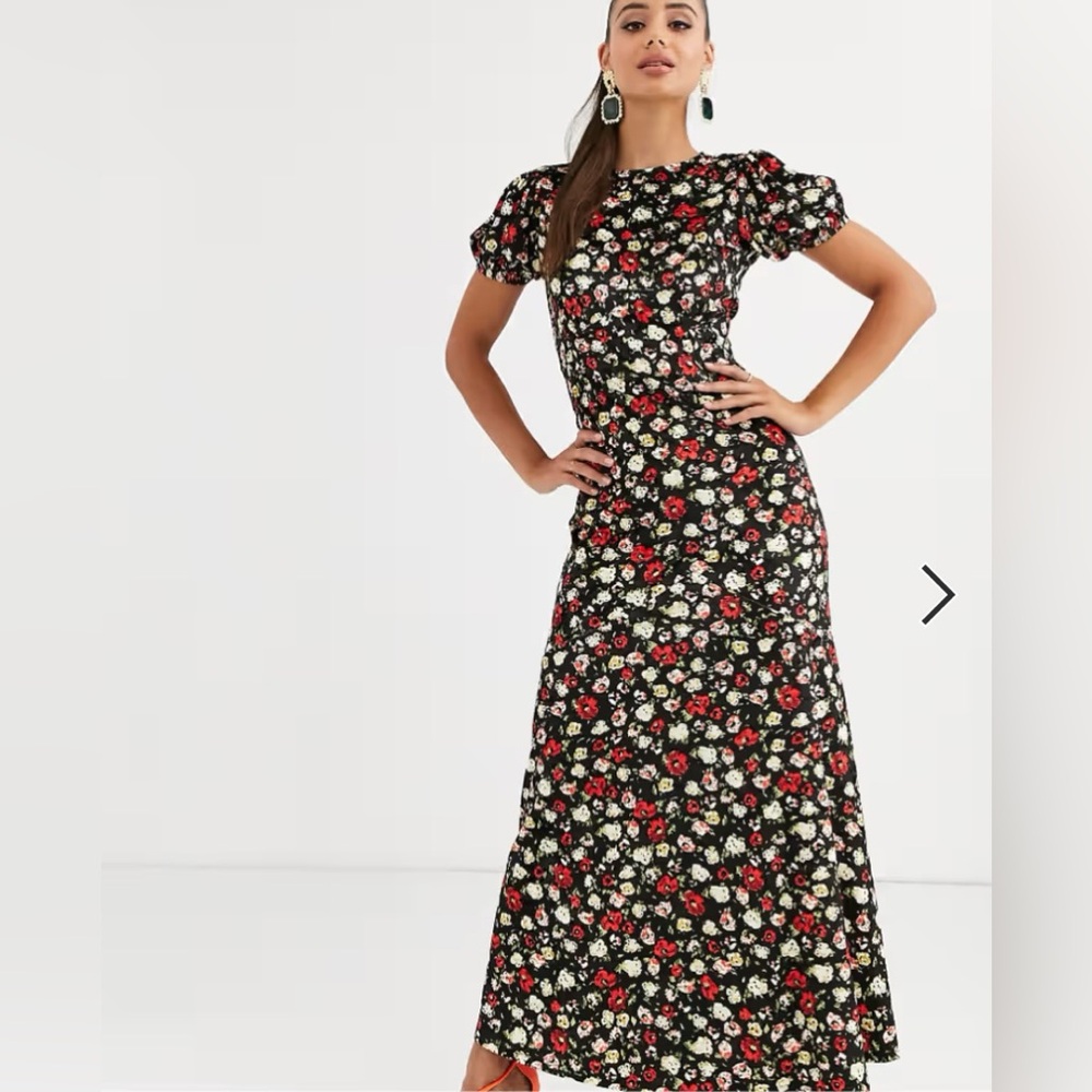 TALL Velvet Floral Maxi Dress w/ Slit Back